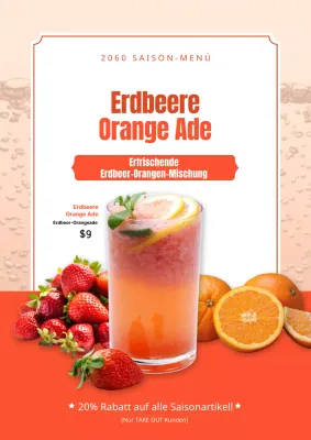 Rote, minimalistische erdbeer-orangefarbene Werbespots