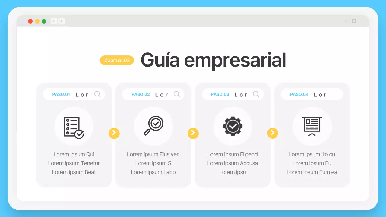 Marco de navegador sencillo en azul claro Perfil de la empresa