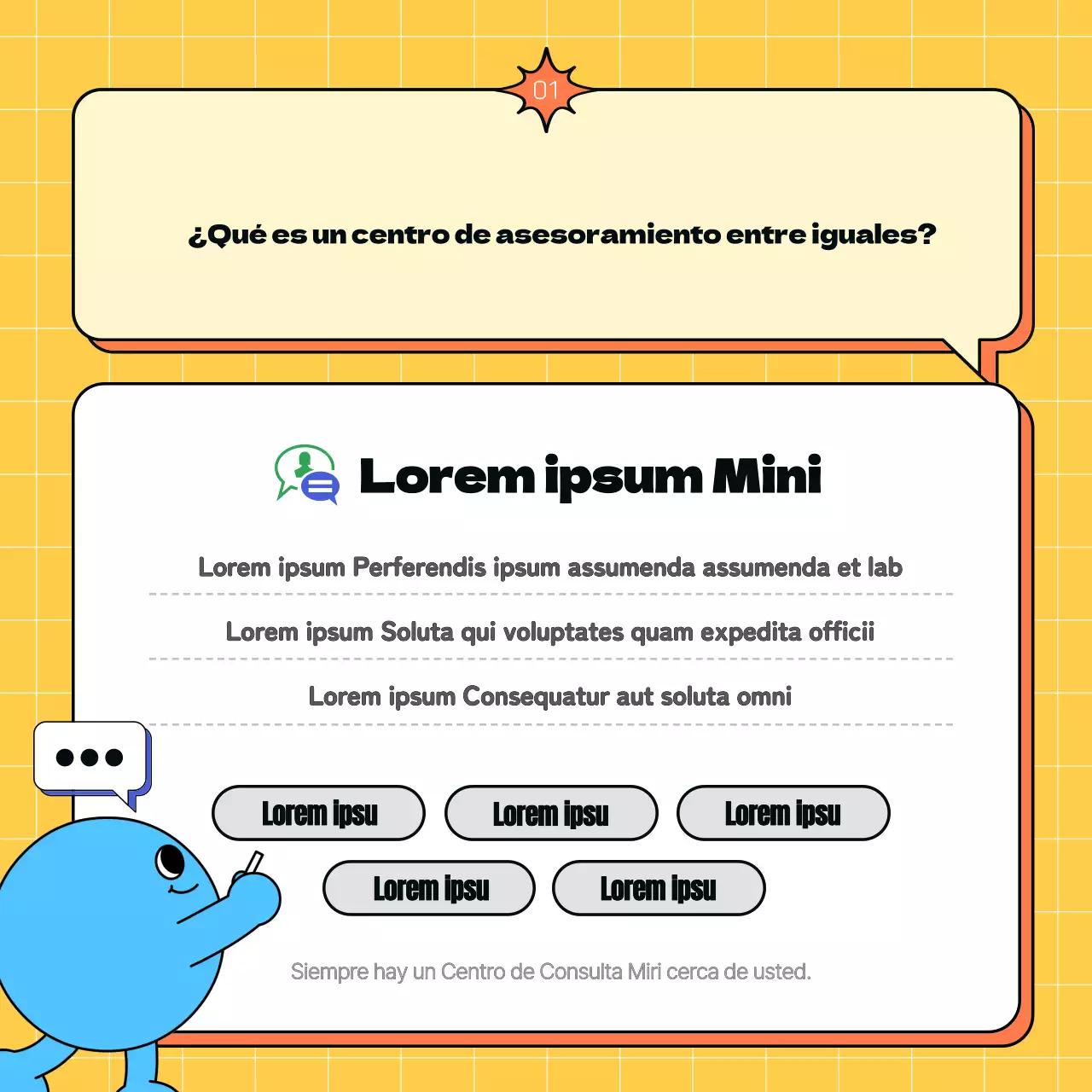 Promover un sencillo centro juvenil amarillo y azul claro