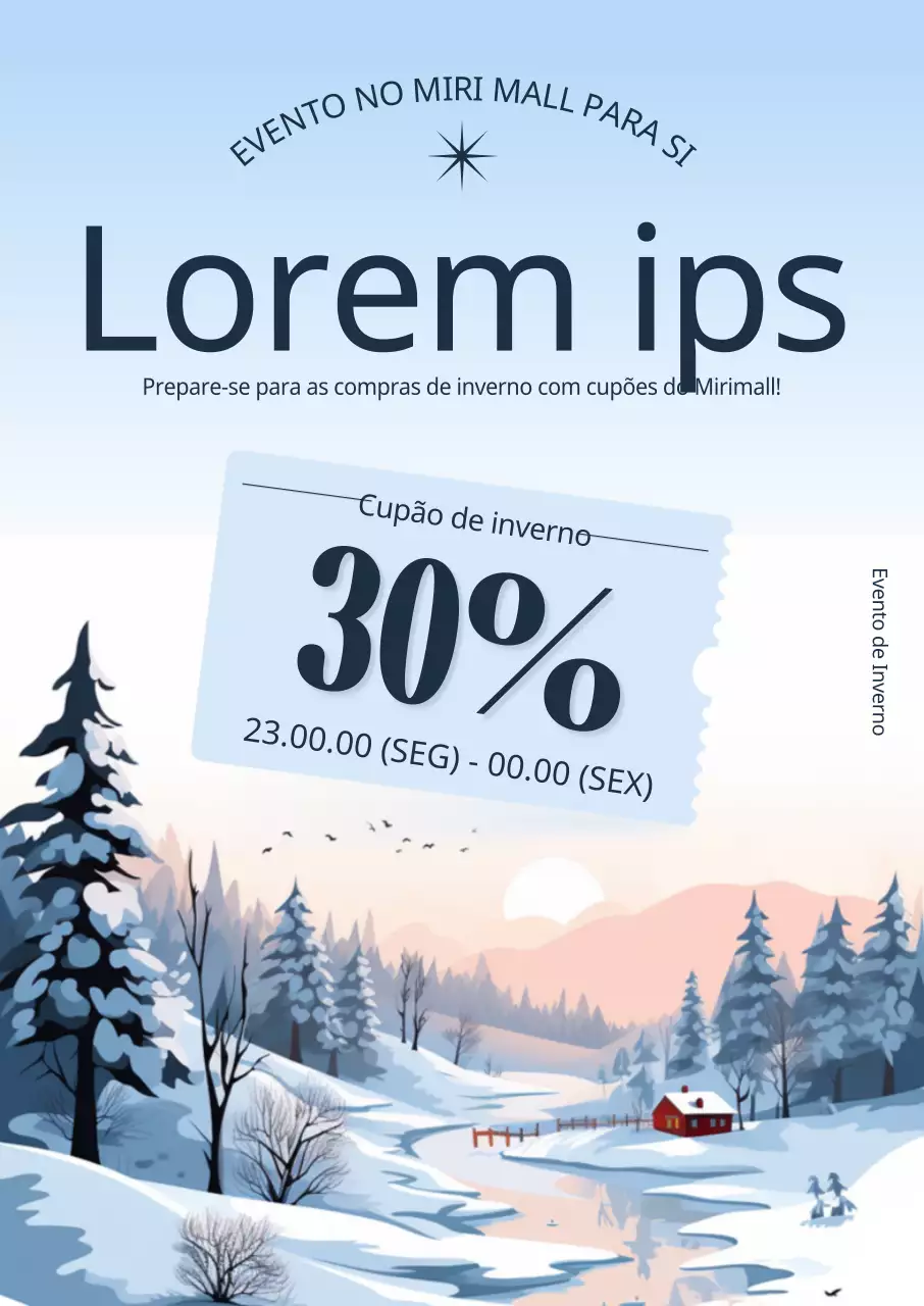 Uma lista de inverno em aguarela tranquila com um tipo de letra inglês emotivo e imagens de cupões para as suas ofertas de inverno