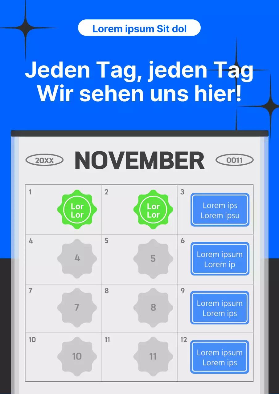 Werbung für eine einfache Anwesenheitskontrolle in Blau und Chartreuse