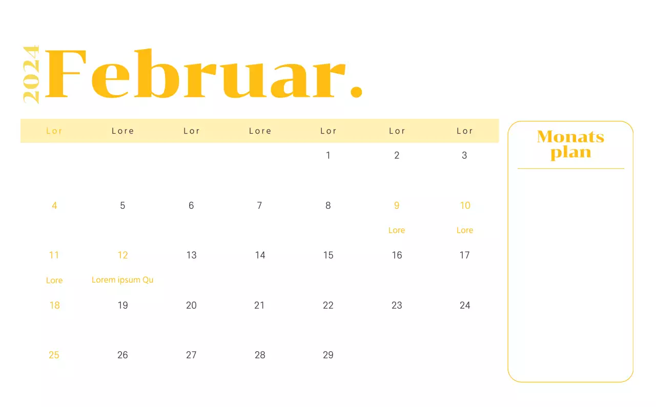 Kalender mit Jugendillustrationen auf gelbem und grünem Hintergrund