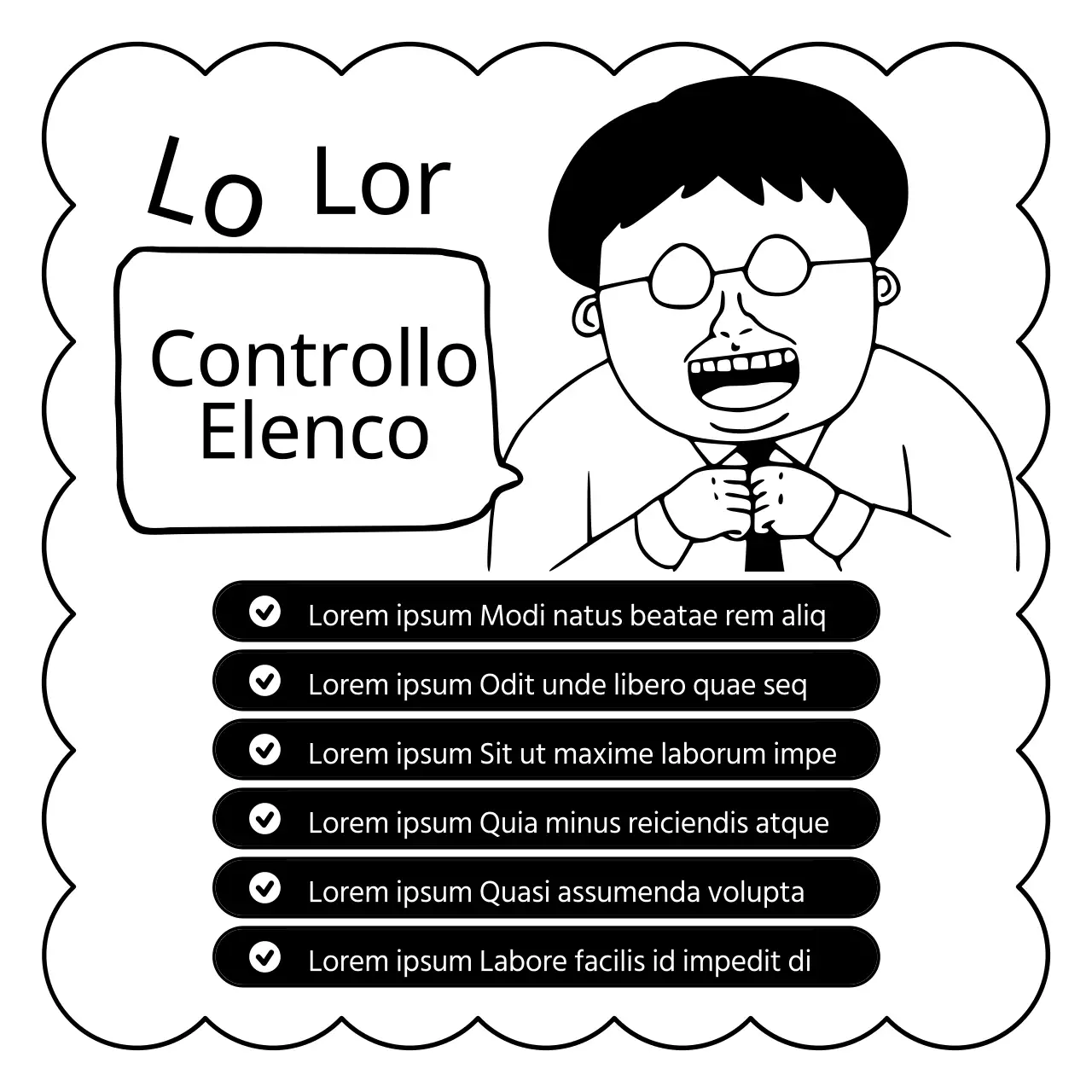 Pubblicità di prova in bianco e nero, nauseante