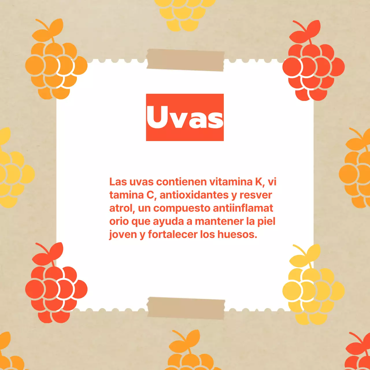 Promover las clásicas frutas otoñales en amarillos y naranjas