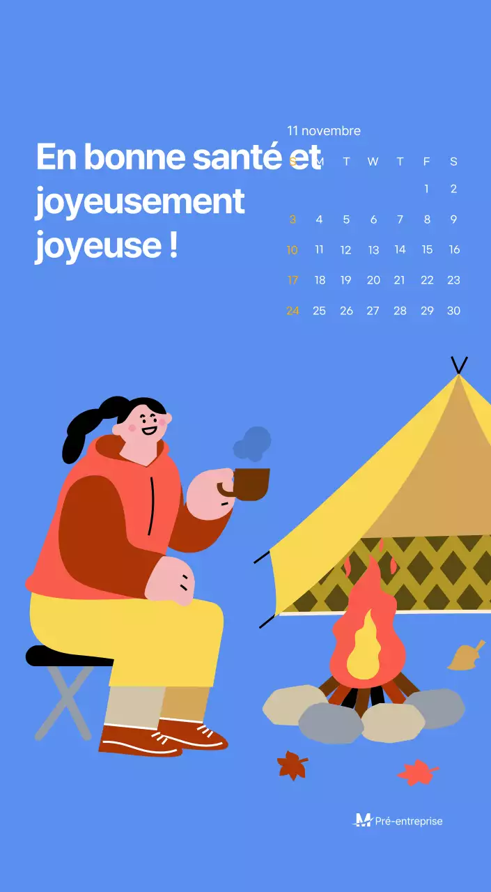 Calendrier de motivation avec des illustrations énergiques et des citations positives sur un fond bleu clair
