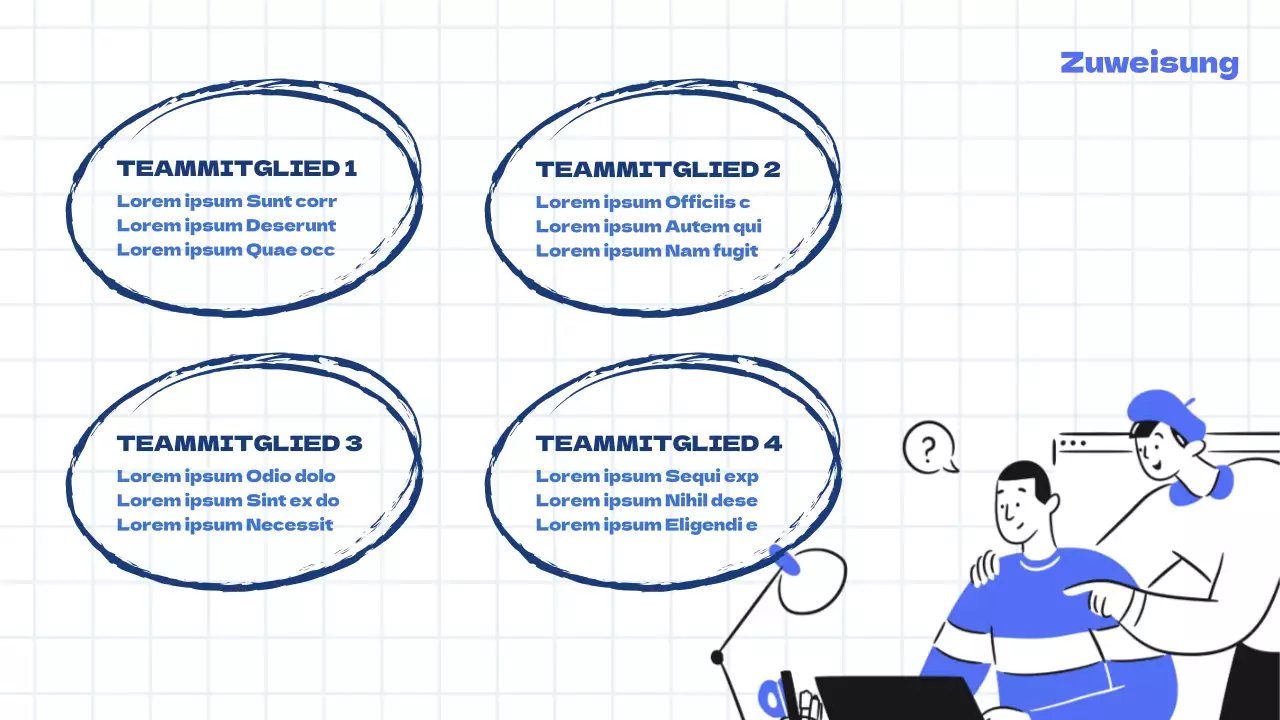 Trendiges Marketing-Sitzungsprotokoll in Weiß und Hellblau