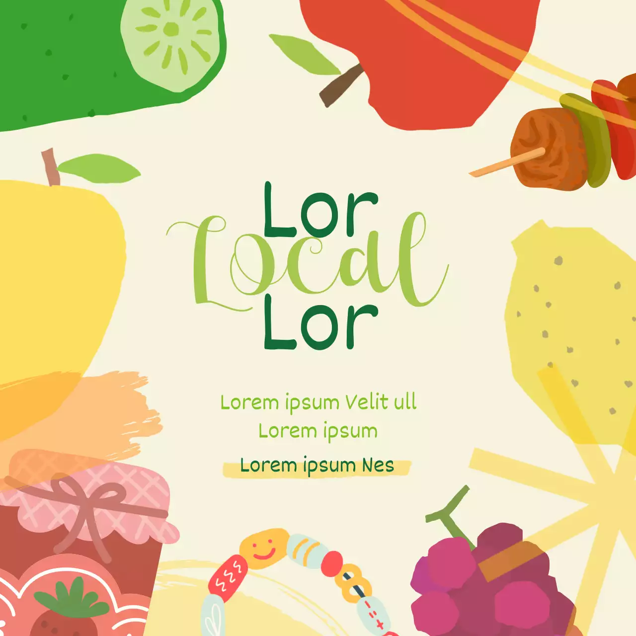Promova o seu mercado local com ilustrações planas e coloridas