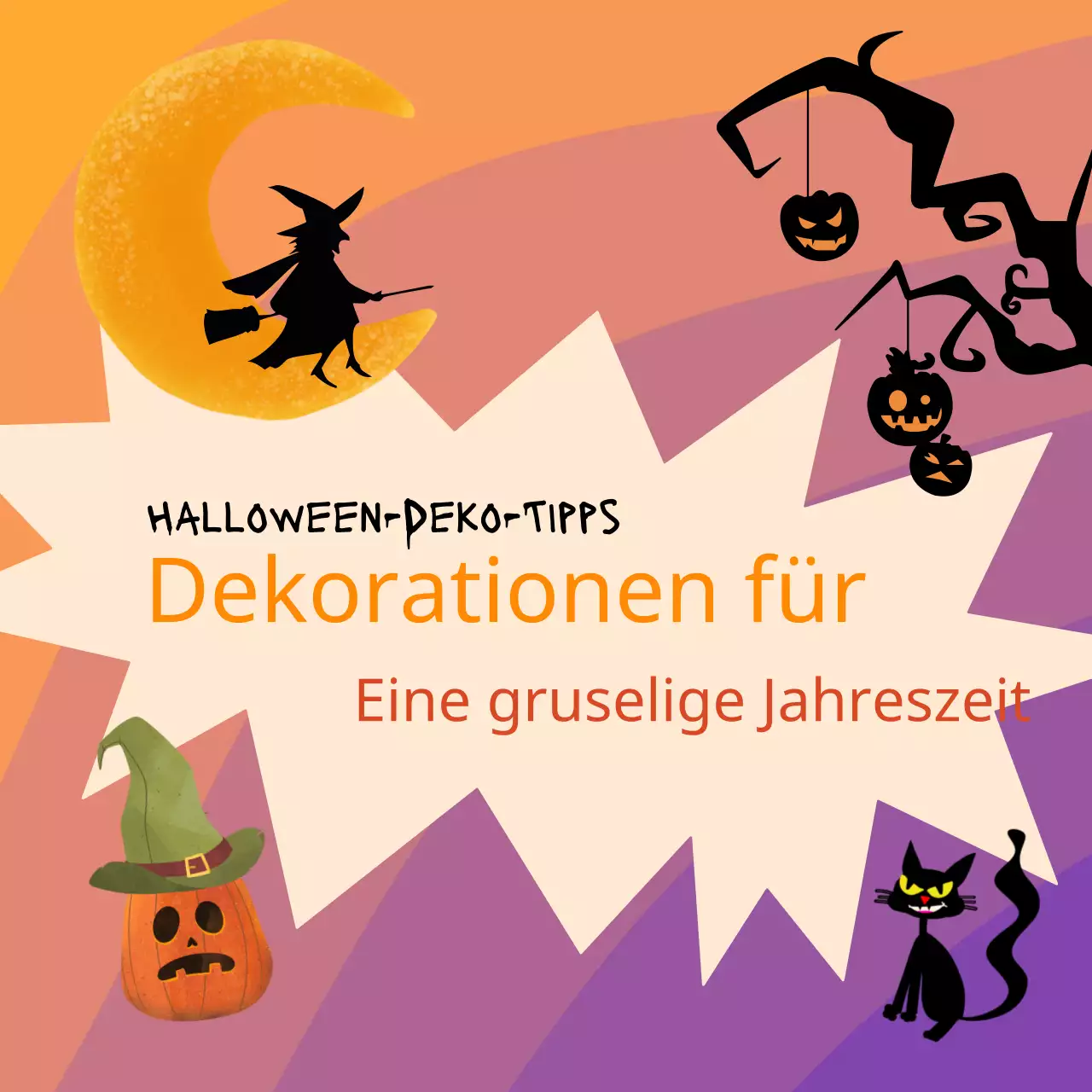 Ein Leitfaden für kitschige Halloween-Dekoration in Lila und Orange