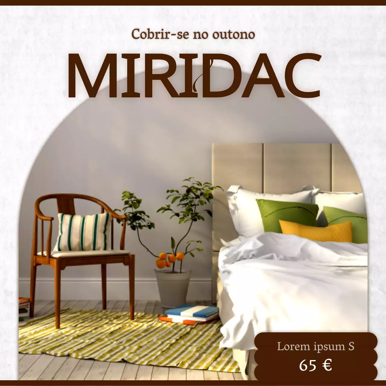 Promover uma roupa de cama moderna em castanho e branco