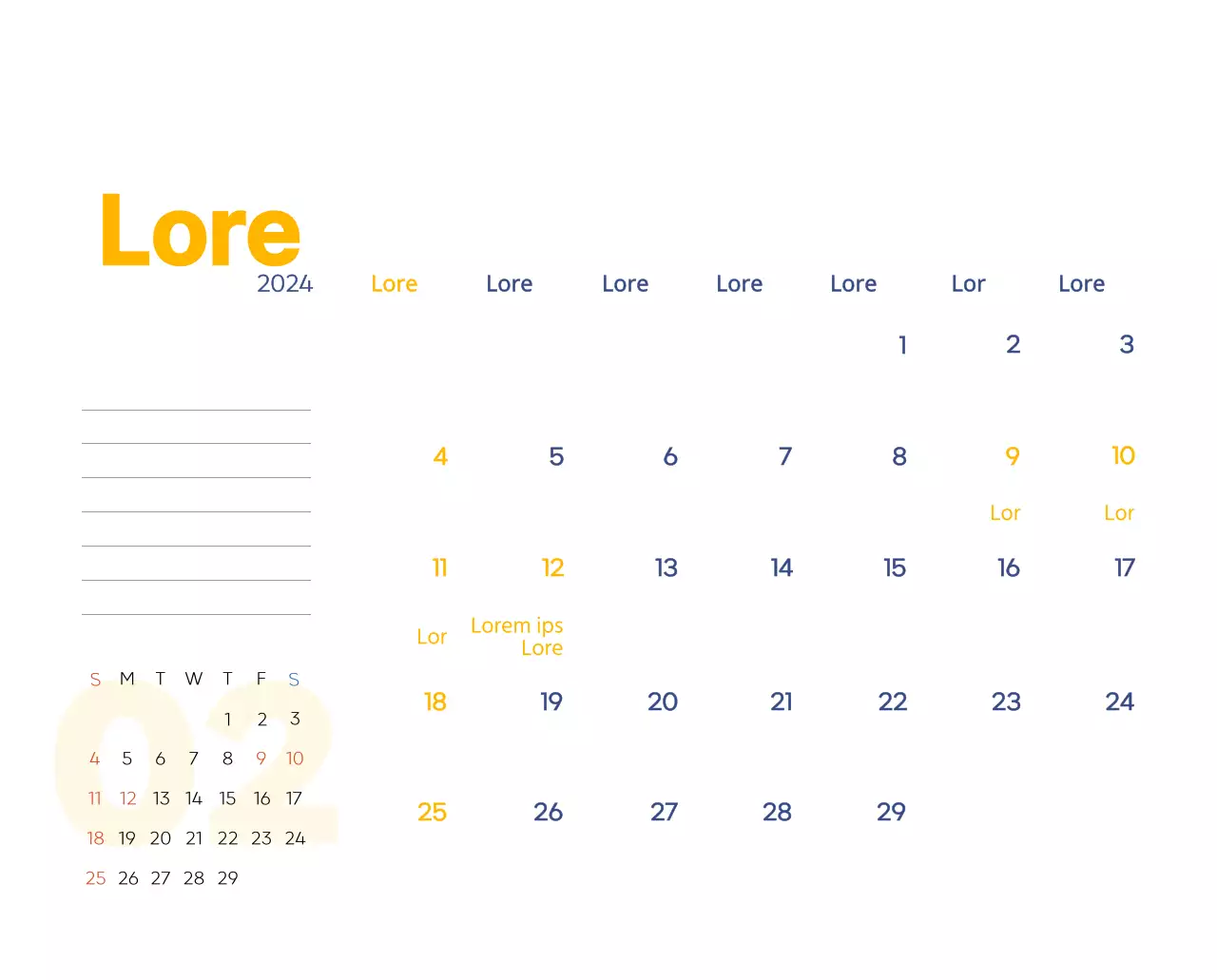 Calendario di lavoro con splendide illustrazioni