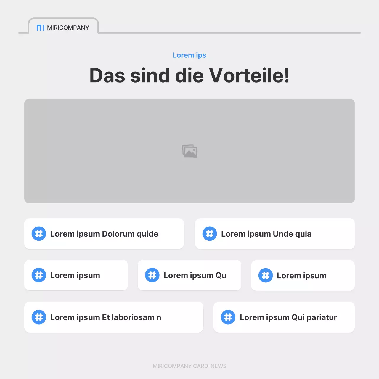 Eine einfache Stellenanzeige eines Unternehmens in Blau und Grau