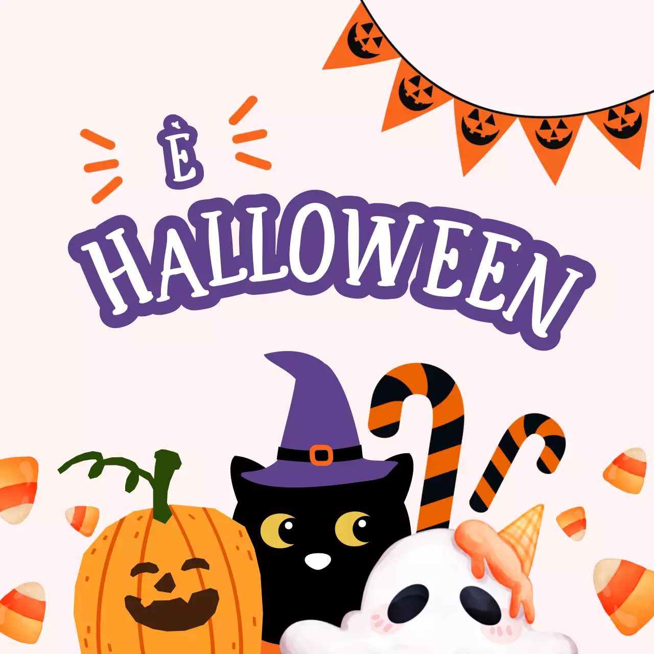 Promuovere costumi di Halloween di tendenza in bianco e arancione