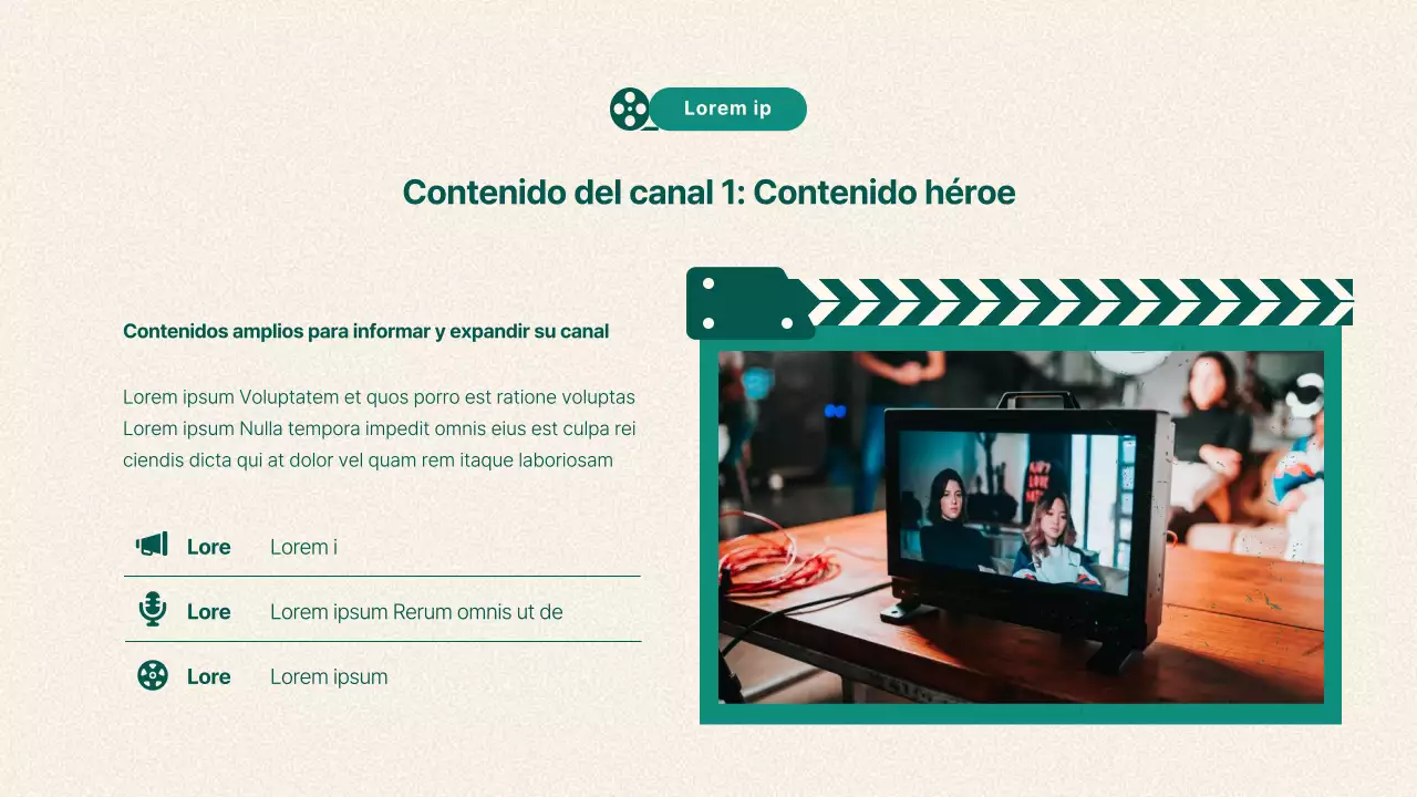Resumen de contenidos de vídeo vintage en verde y beige