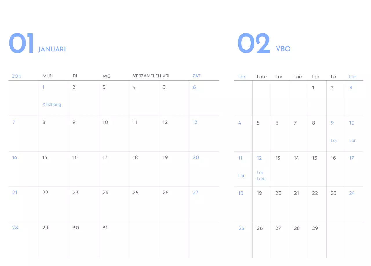 Goal tracker kalender met een vleugje blauw