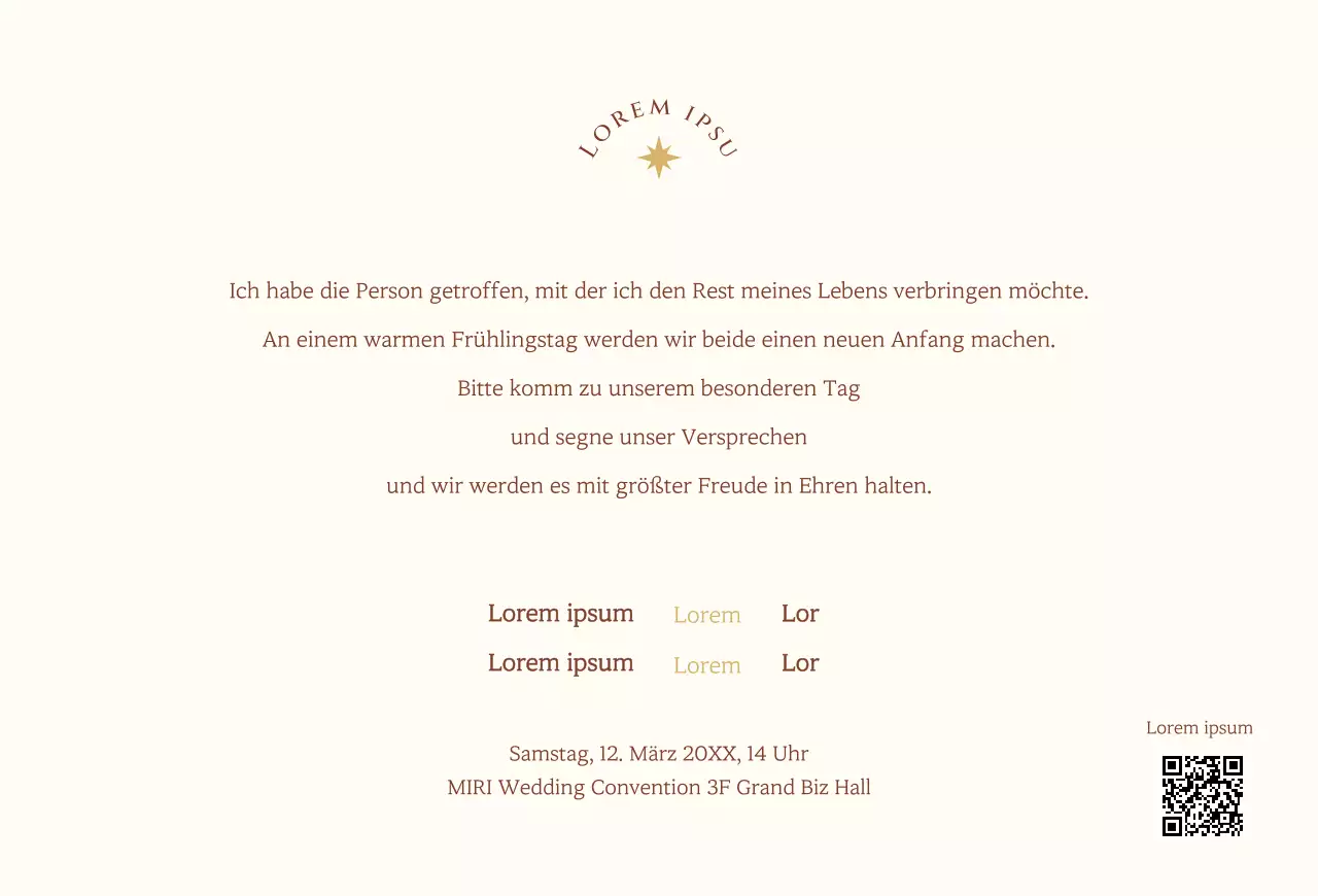 Ein sentimentales Konzept Hochzeitseinladung mit einem hellgelben Stern und Linie Illustration