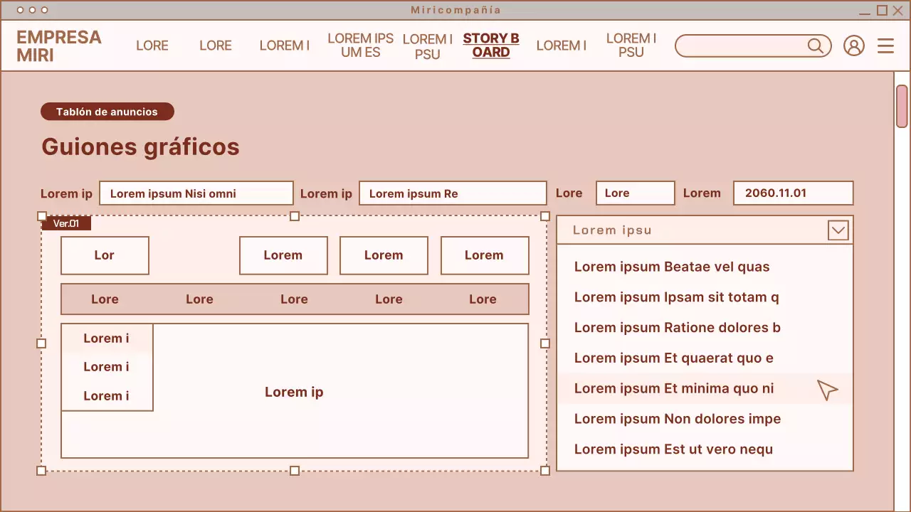 Resumen de diseño de página web sencilla en beige y blanco