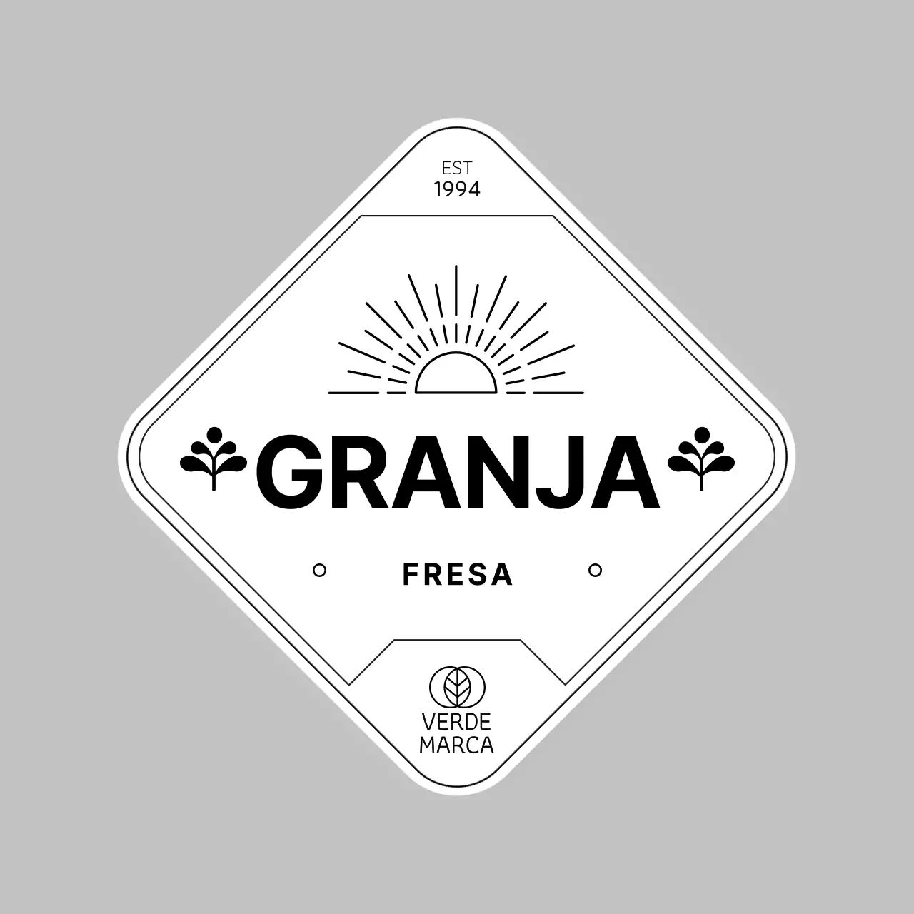 Etiqueta adhesiva negra ecológica de fresas de granja