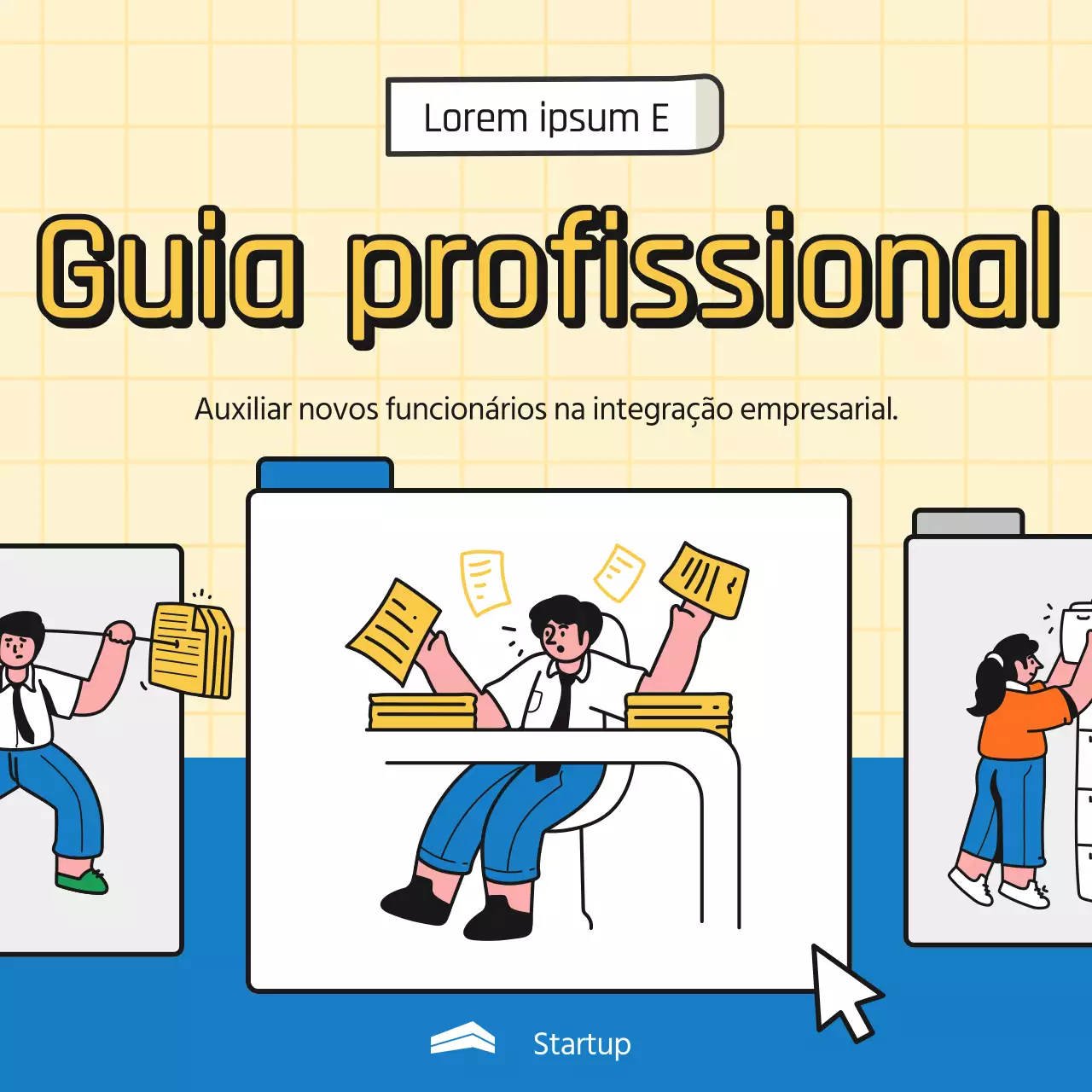 Promover dicas comerciais simples em azul e amarelo