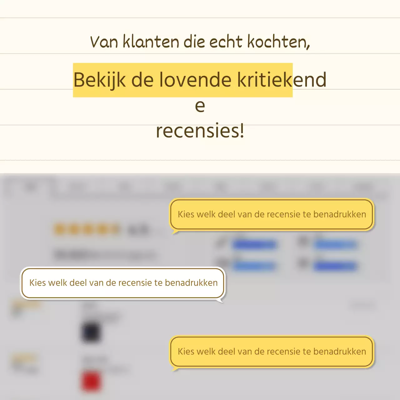 Een eenvoudig verhalend productpraatje in geel en beige