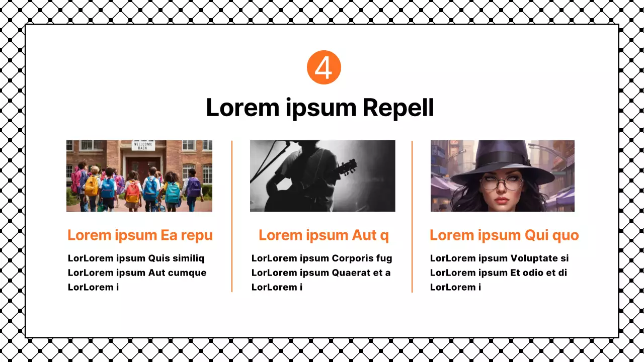 Presentación sencilla con detalles en negro y naranja