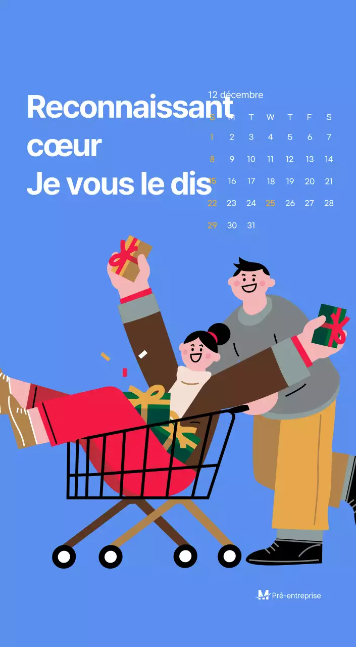 Calendrier de motivation avec des illustrations énergiques et des citations positives sur un fond bleu clair