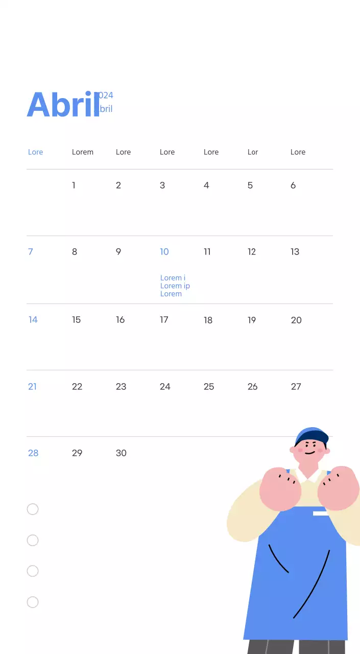 Calendario motivacional con ilustraciones llenas de energía y citas positivas sobre fondo azul claro