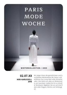 Moderne Laufsteg-Event-Anzeige in Weiß und Schwarz