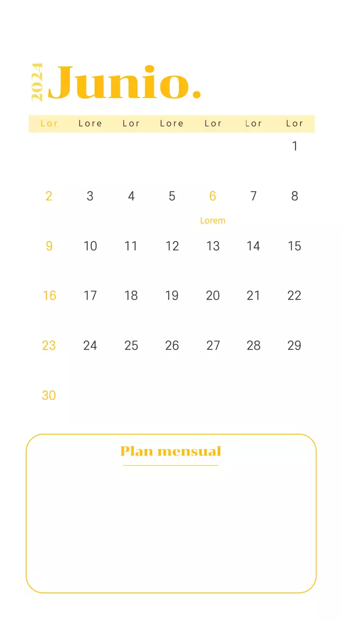 Calendario con ilustraciones juveniles sobre fondo amarillo y verde
