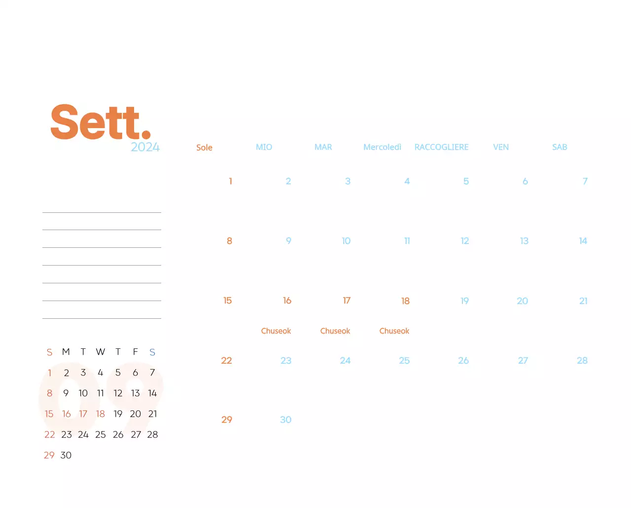 Calendario di lavoro con splendide illustrazioni