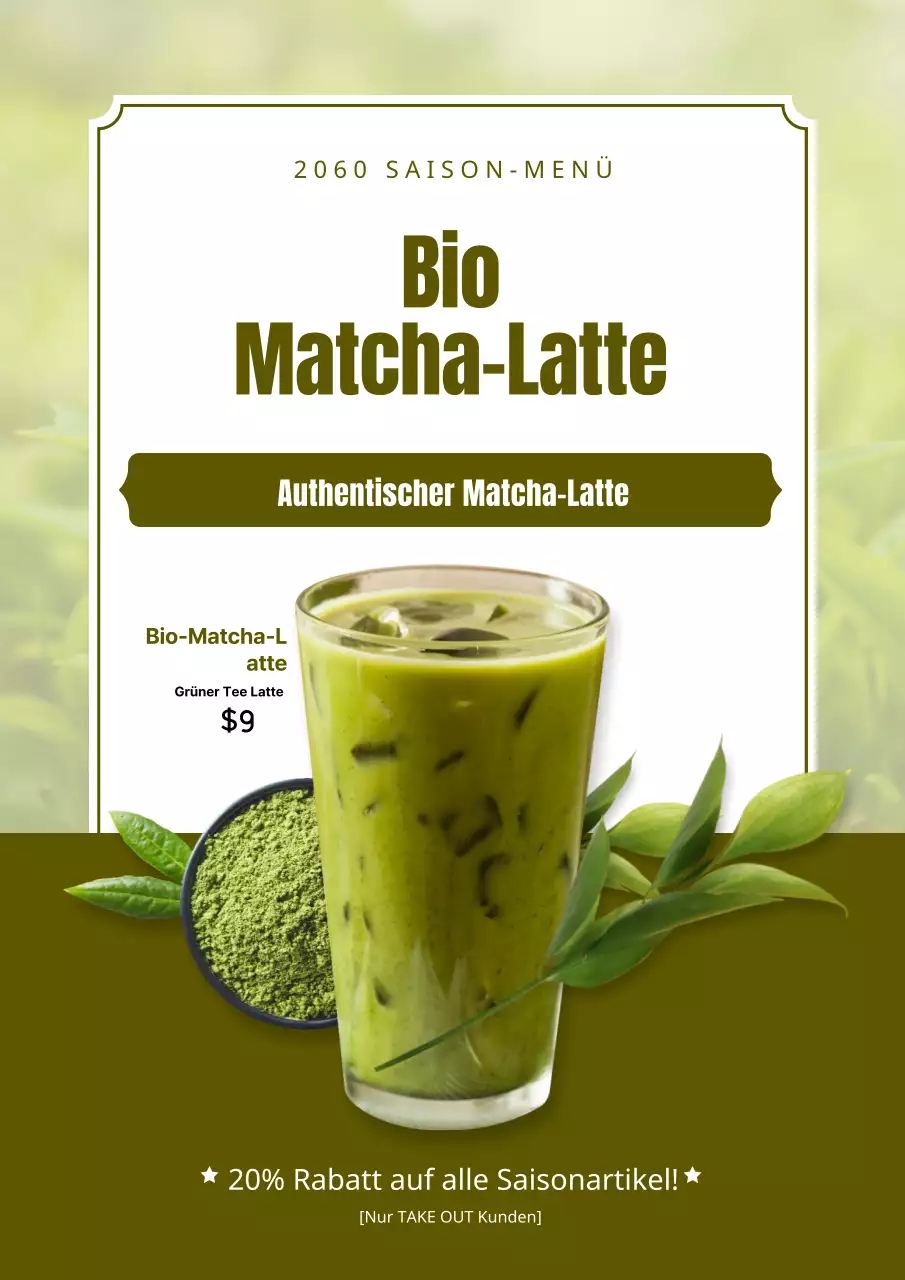 Förderung eines grünen, modernen Matcha-Latte