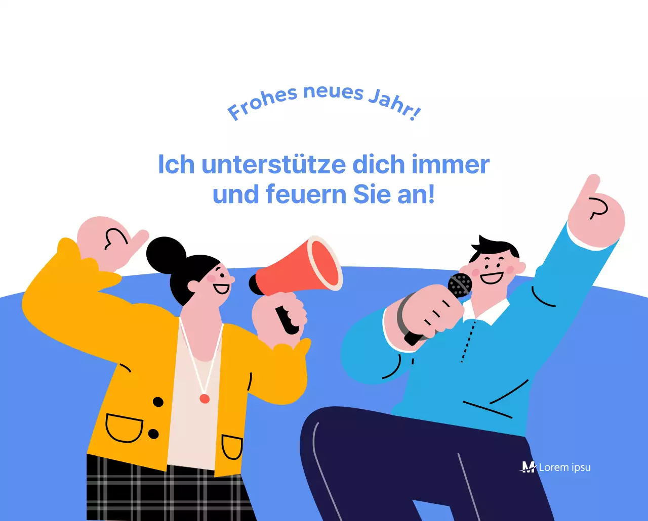Motivationskalender mit energiegeladenen Illustrationen und positiven Zitaten auf hellblauem Hintergrund