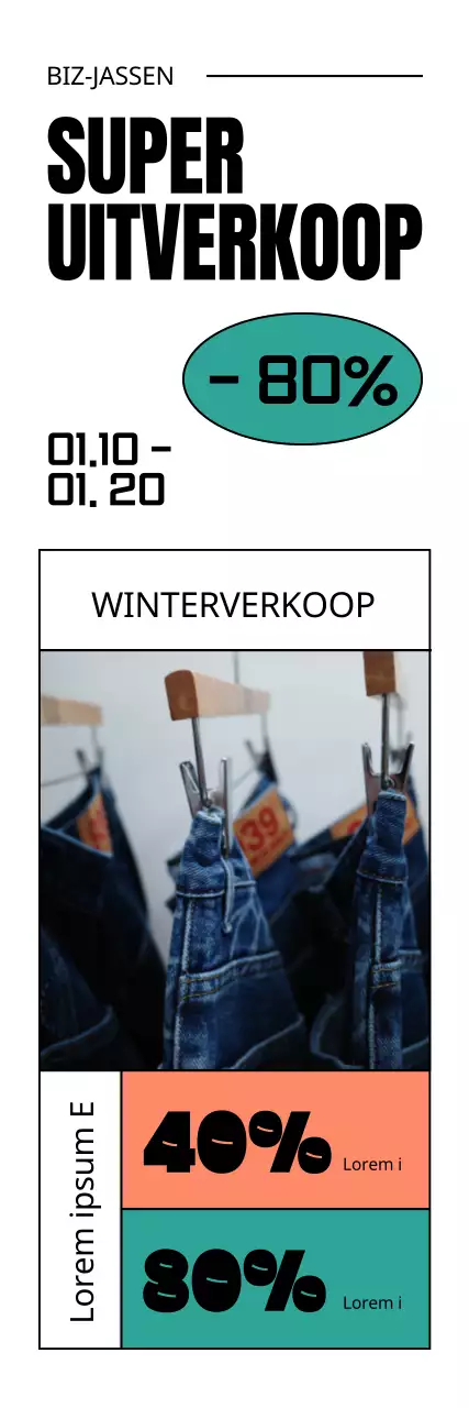 Promotie-evenement met korting voor kledingmerken met een schoon ticketconcept