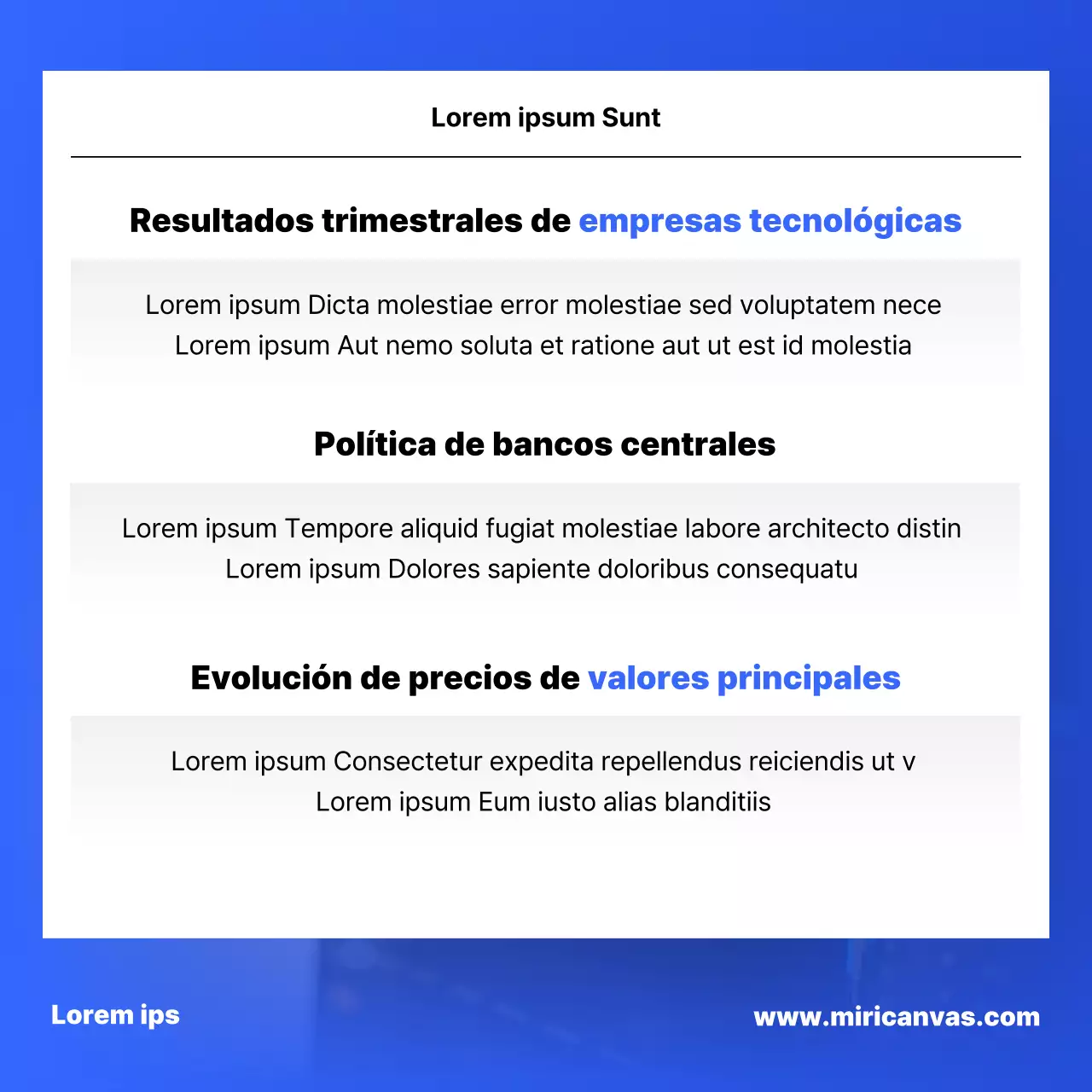 Un simple informe bursátil en azul