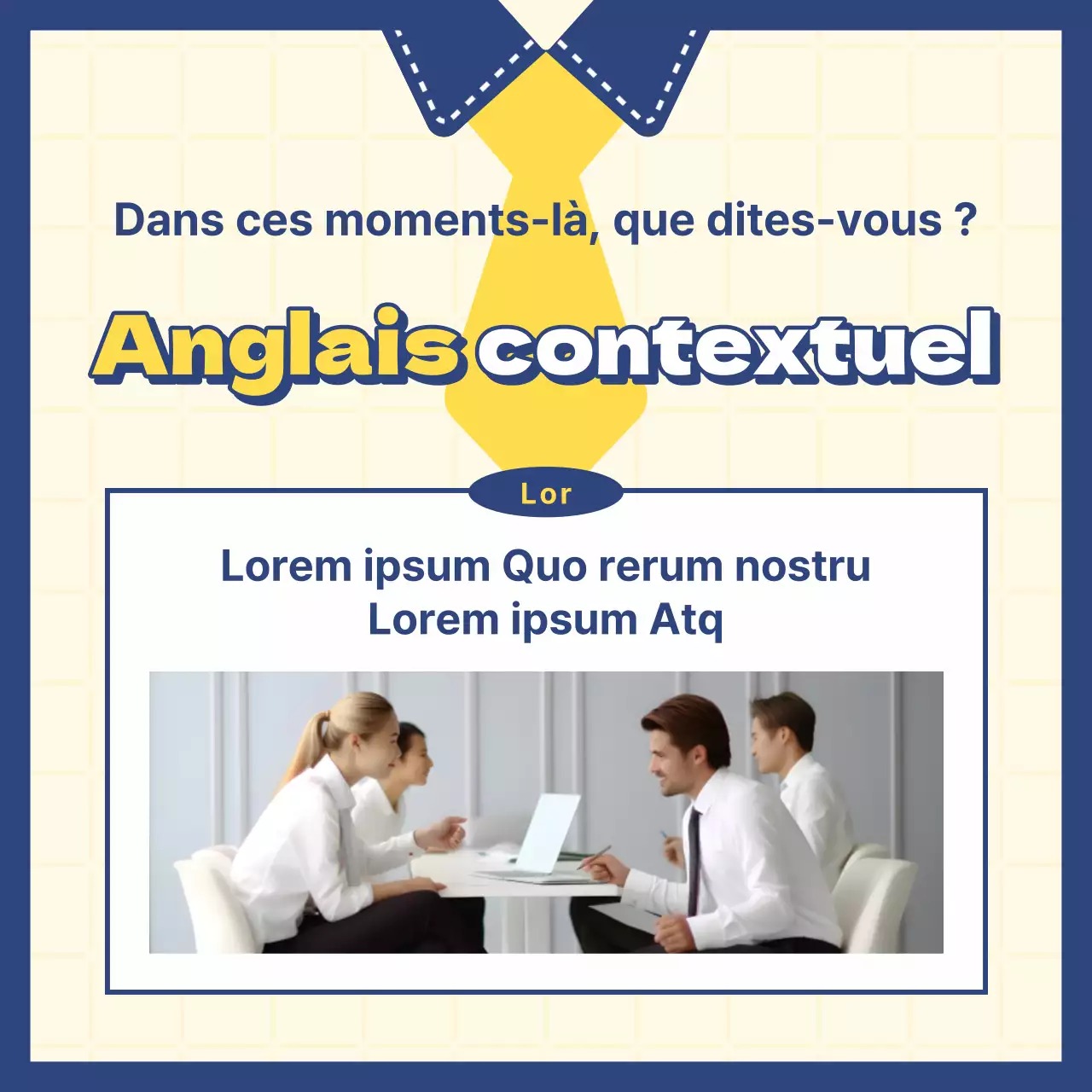  Un plan d'affaires kitsch en anglais sur fond jaune