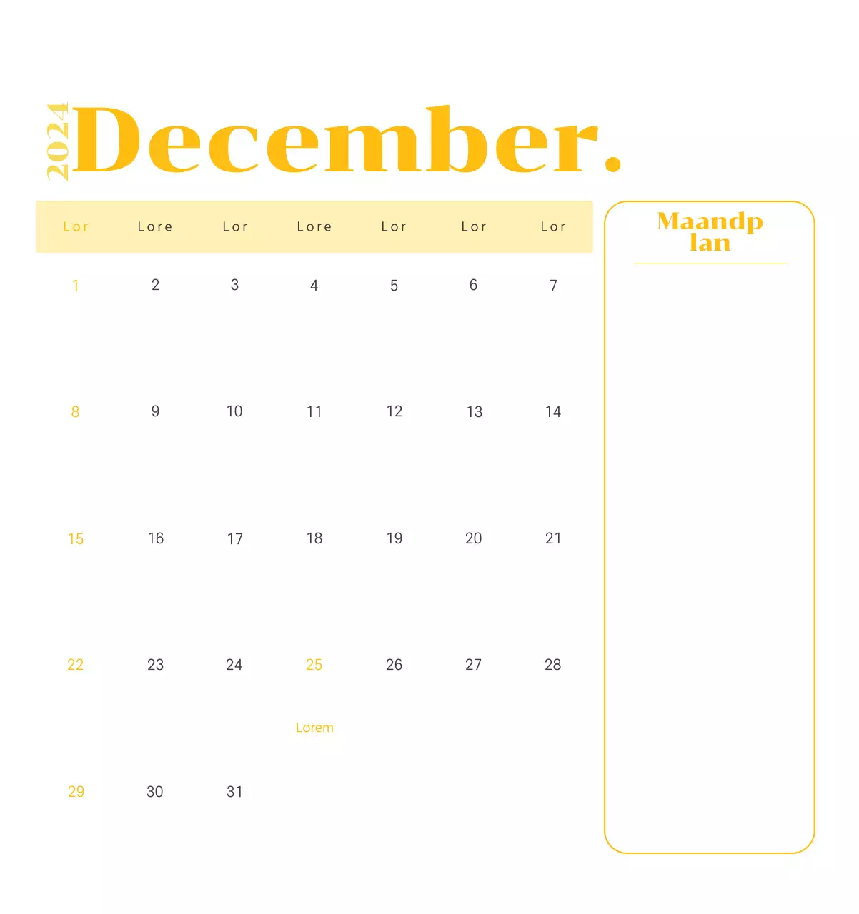 Kalender met jeugdillustraties op een gele en groene achtergrond