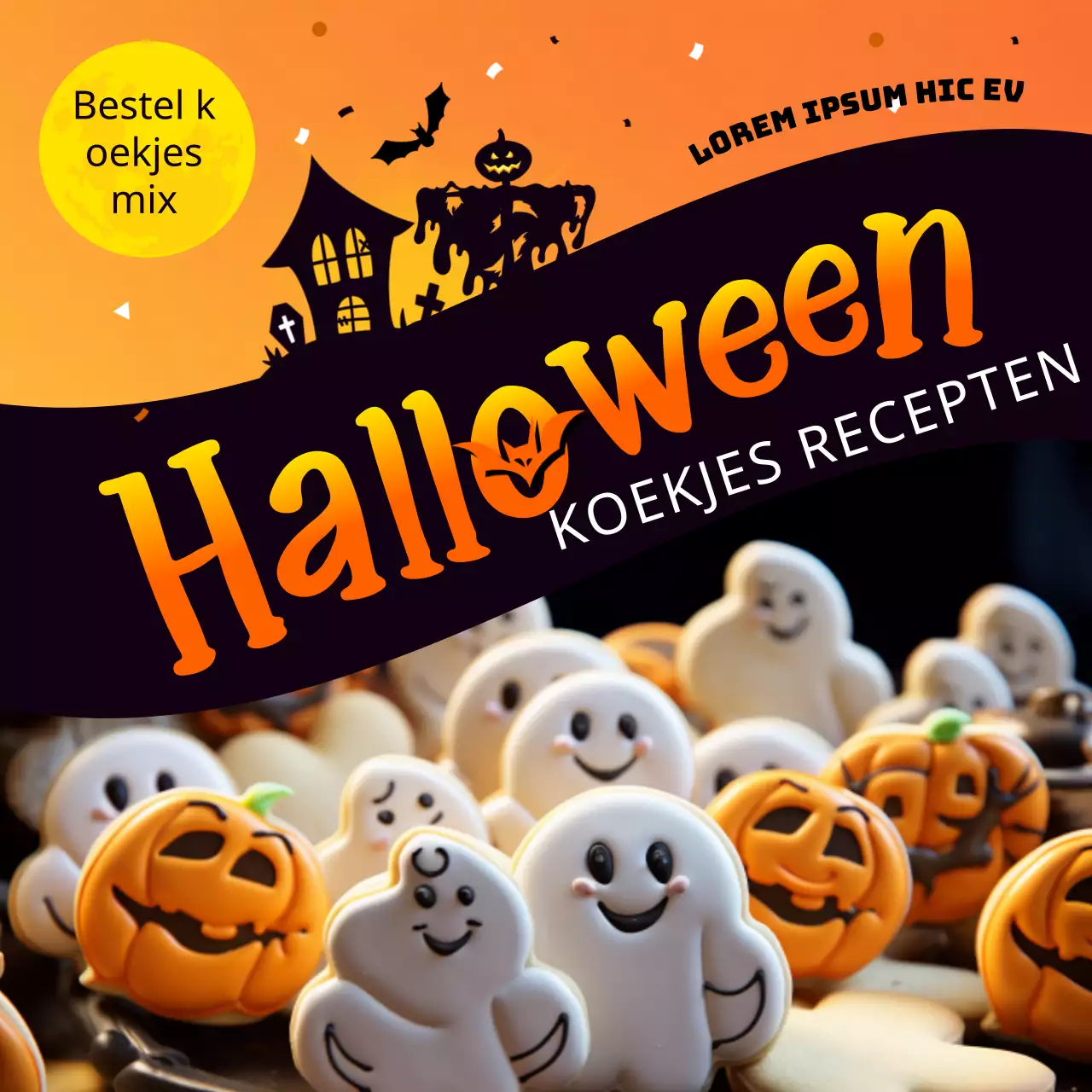 Oranje en zwart gradiënt Halloween koekjesmix te koop