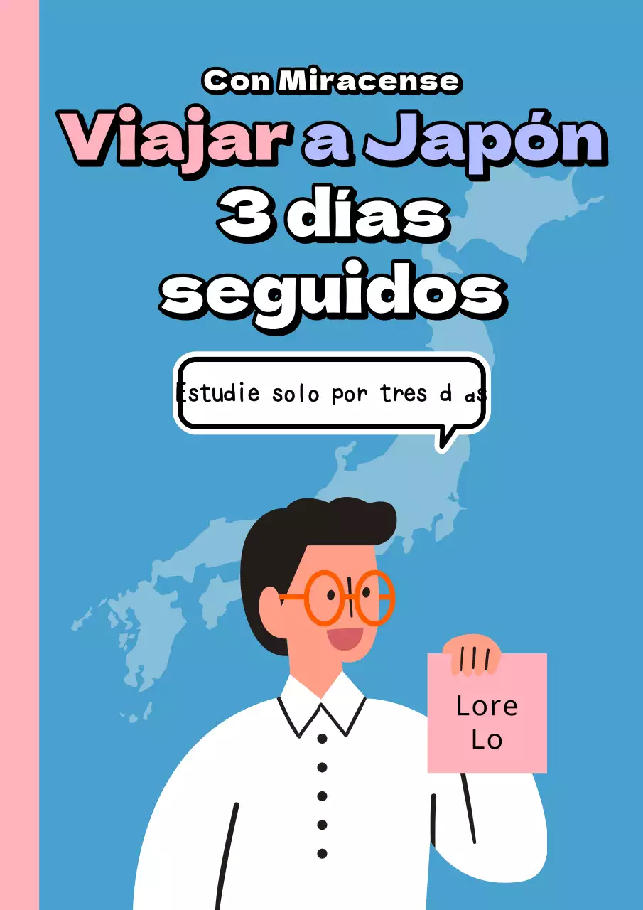 Portada de libro de preguntas japonés de viaje sencillo en rosa y azul claro