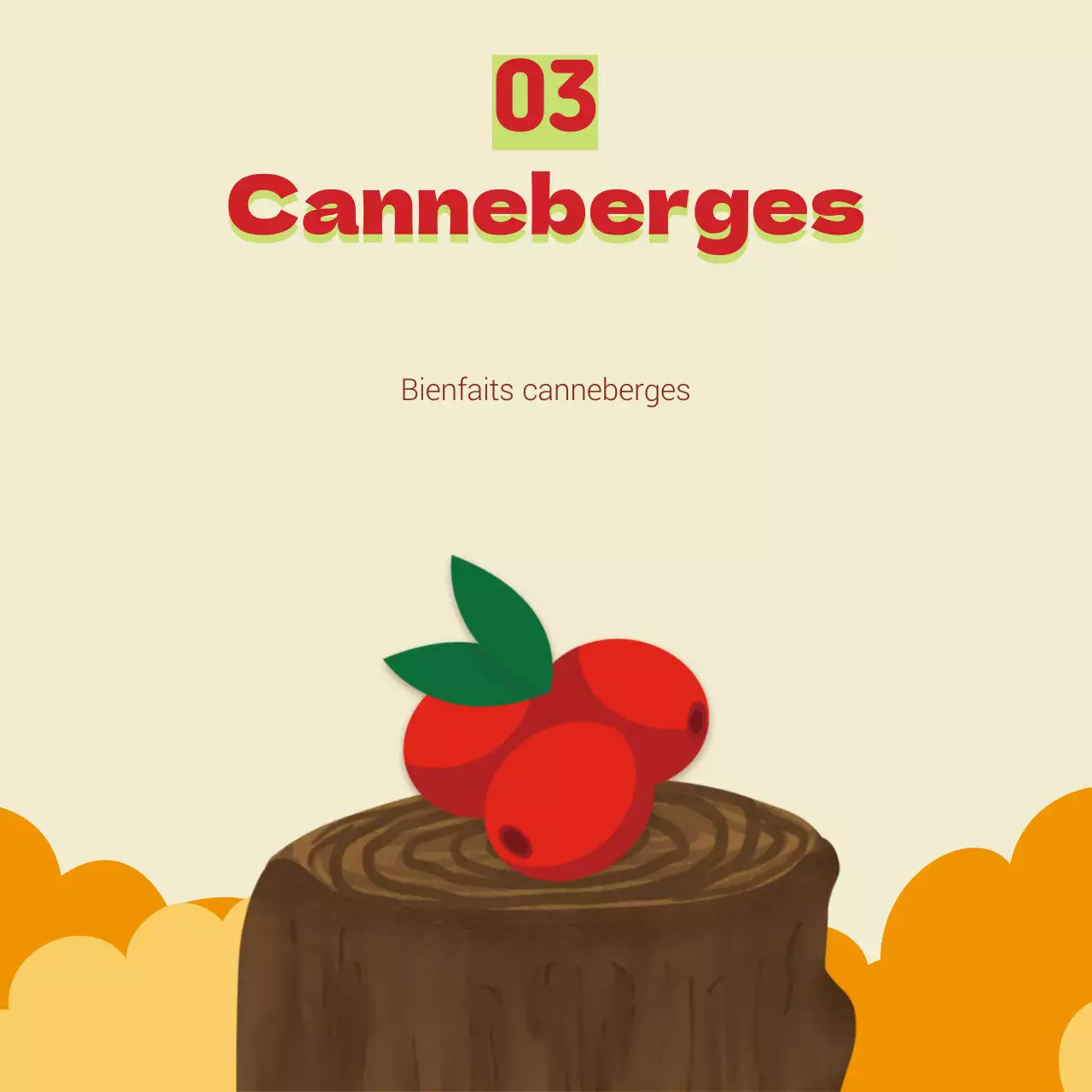 Des couleurs simples, beige et orange, pour promouvoir les fruits de saison