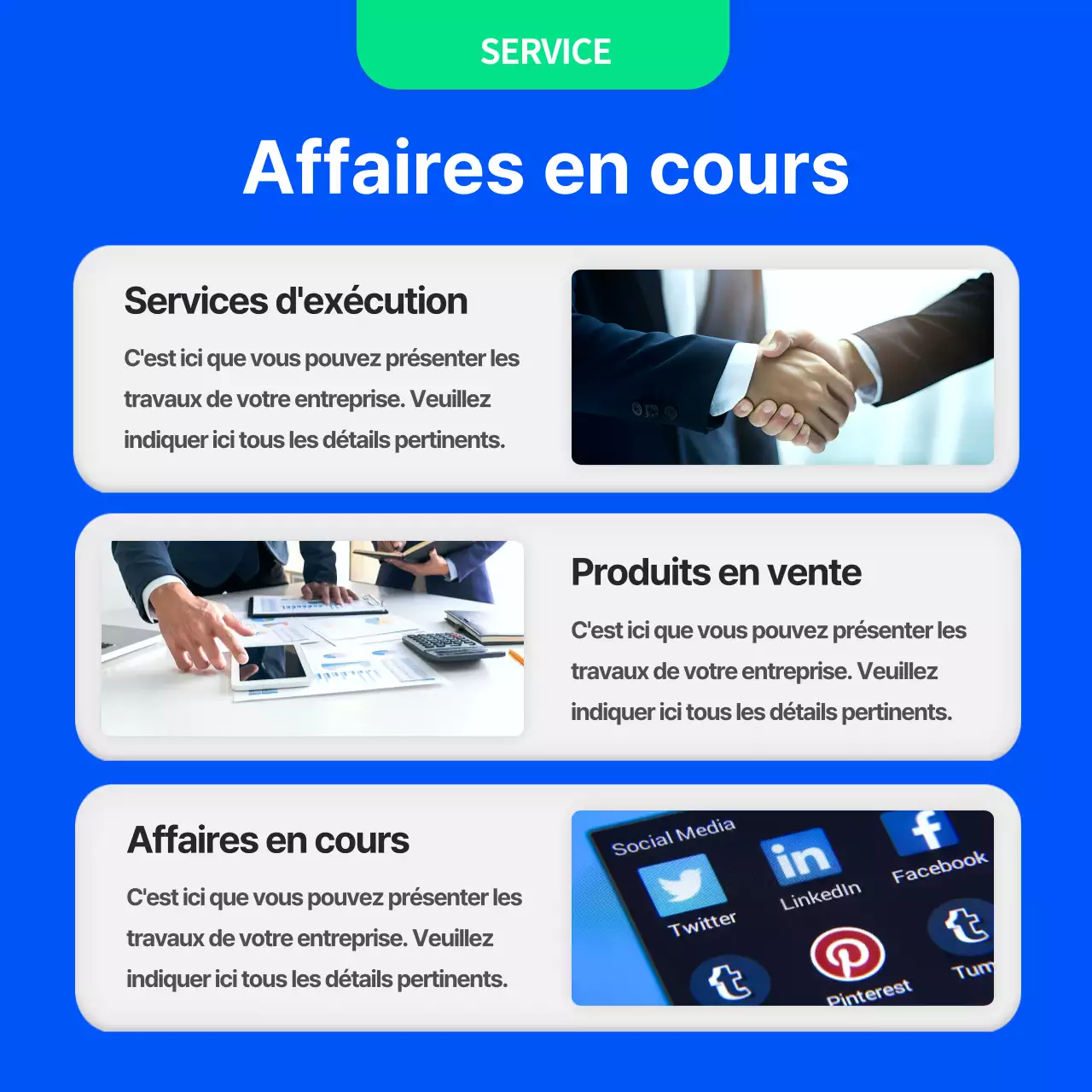 Un simple profil d'entreprise bleu et vert