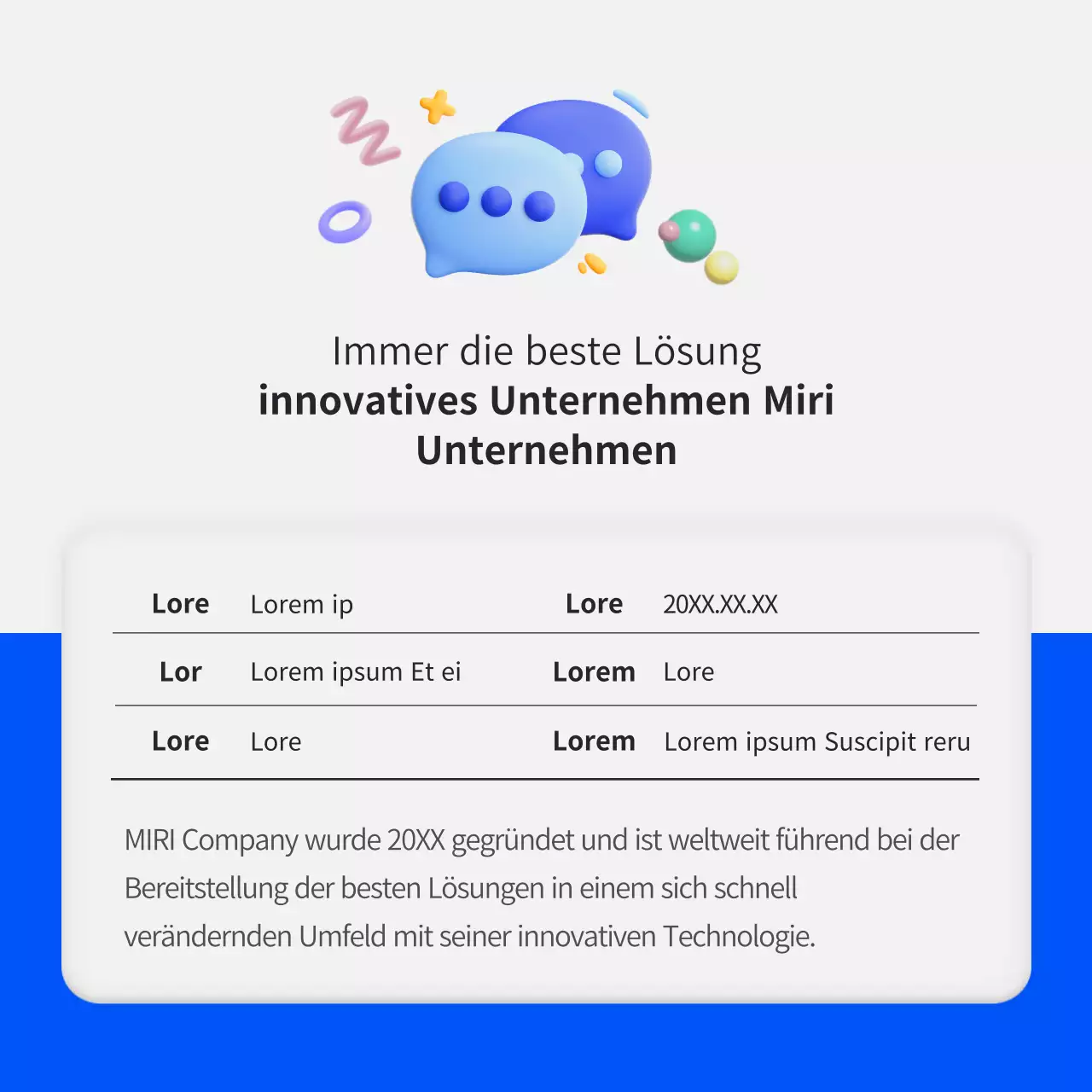 Ein einfaches blaues und grünes Unternehmensprofil