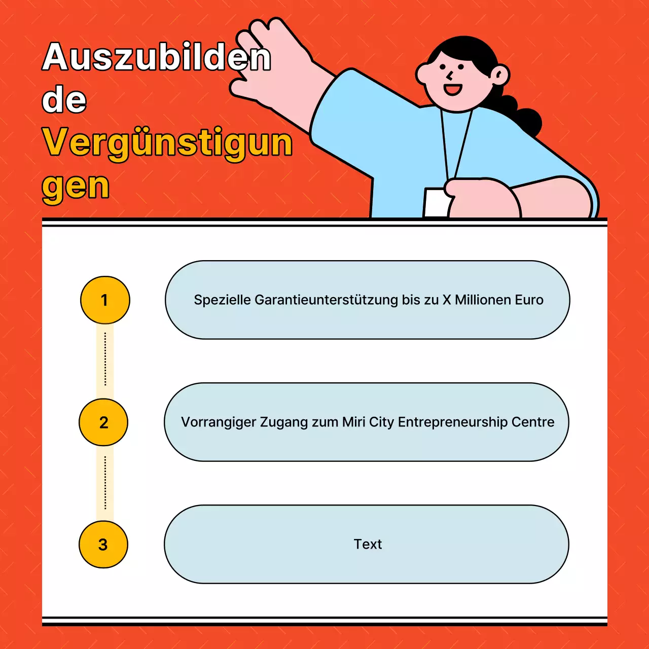 Eine einfache orangefarbene Anwerbung für unternehmerische Auszubildende