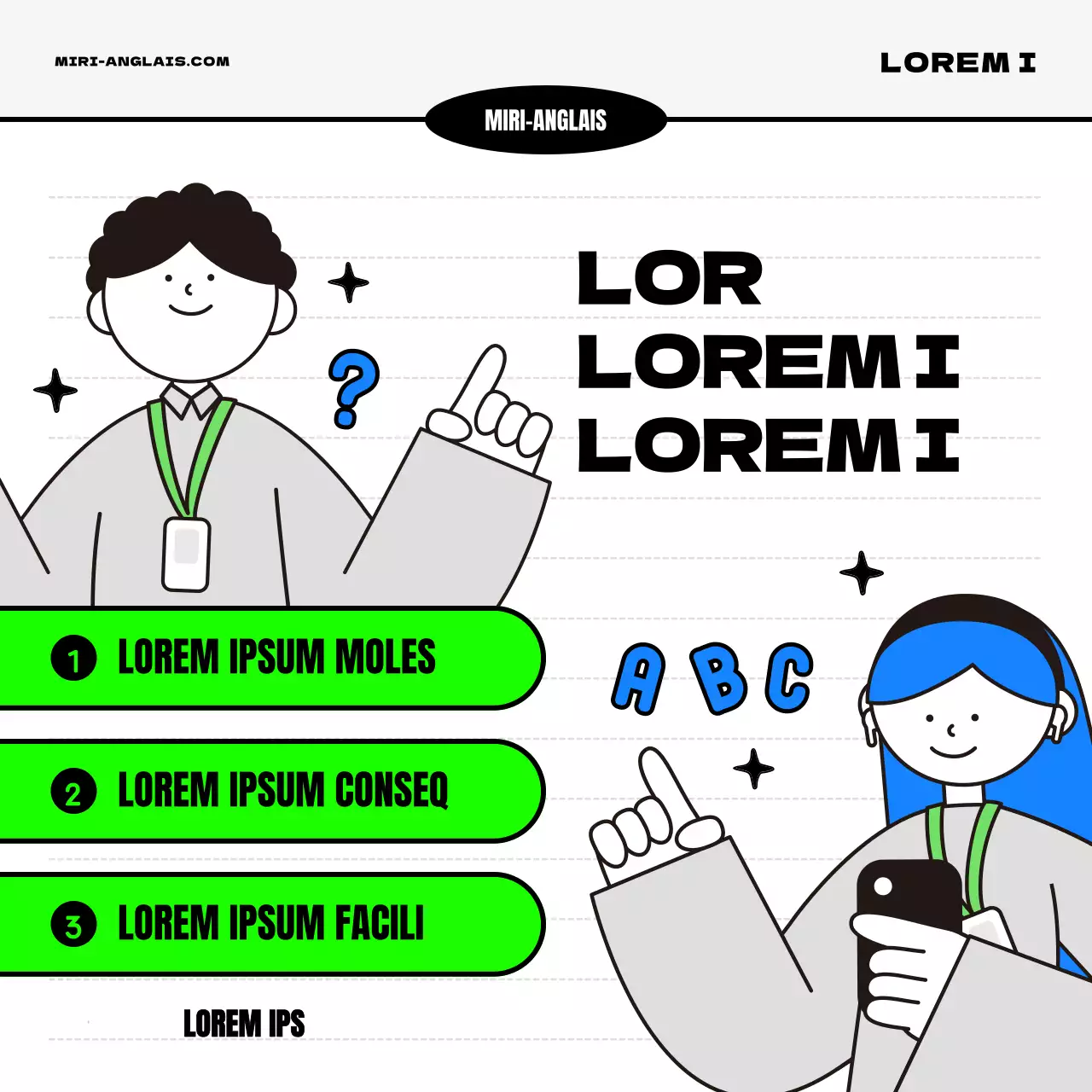 Promouvoir un anglais des affaires kitsch, bleu et chartreuse