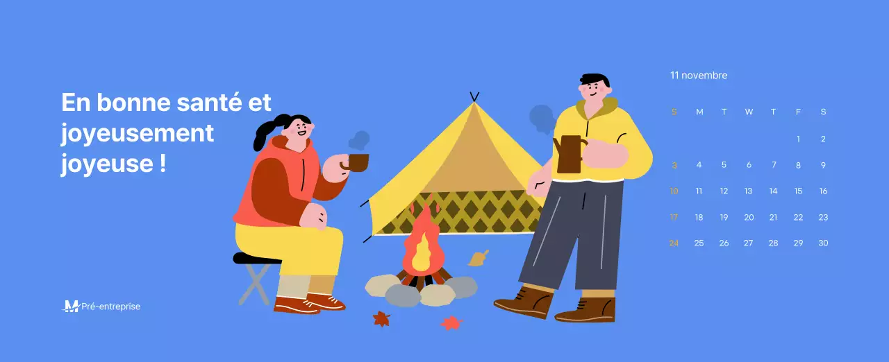 Calendrier de motivation avec des illustrations énergiques et des citations positives sur un fond bleu clair