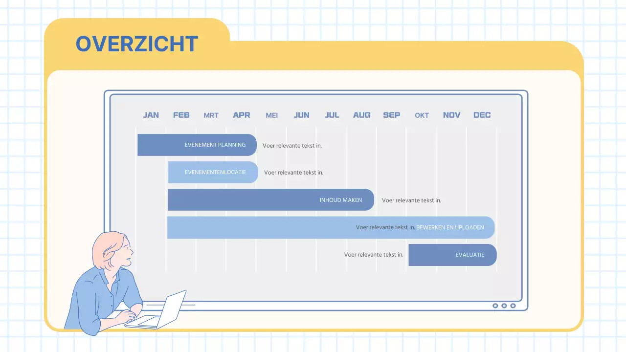 Verslag van de moderne marketingvergadering in lichtblauw en geel