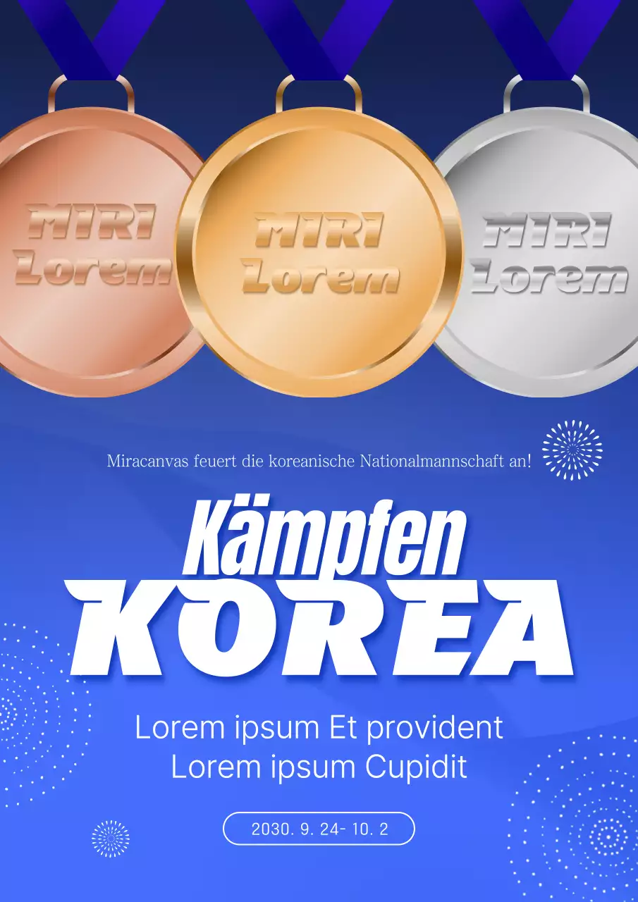 Eine Pop-Art-Anzeige für die Asienspiele in Blau und Weiß