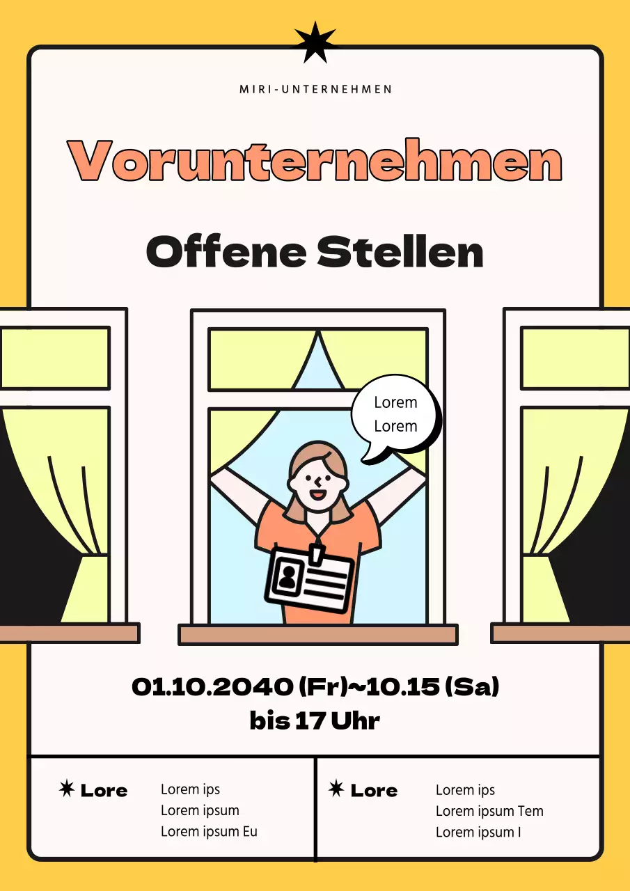 Stellenanzeige mit einem einfachen gelben illustrierten Zeichen