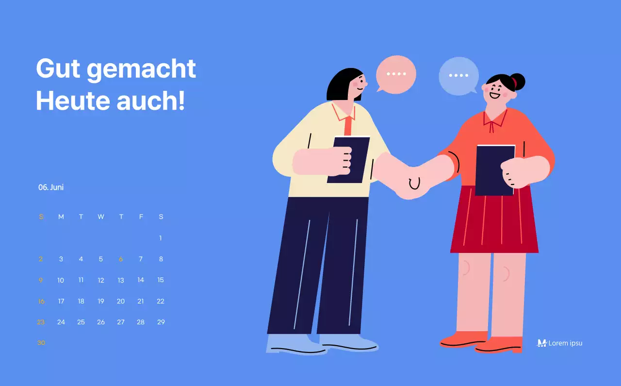 Motivationskalender mit energiegeladenen Illustrationen und positiven Zitaten auf hellblauem Hintergrund