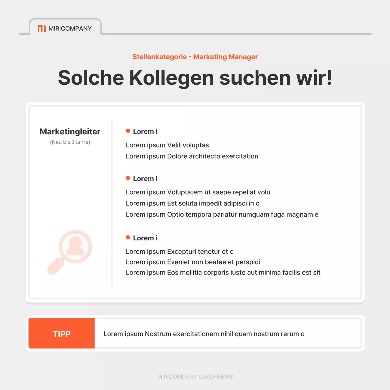 Eine einfache Stellenanzeige eines Unternehmens in Rot und Grau