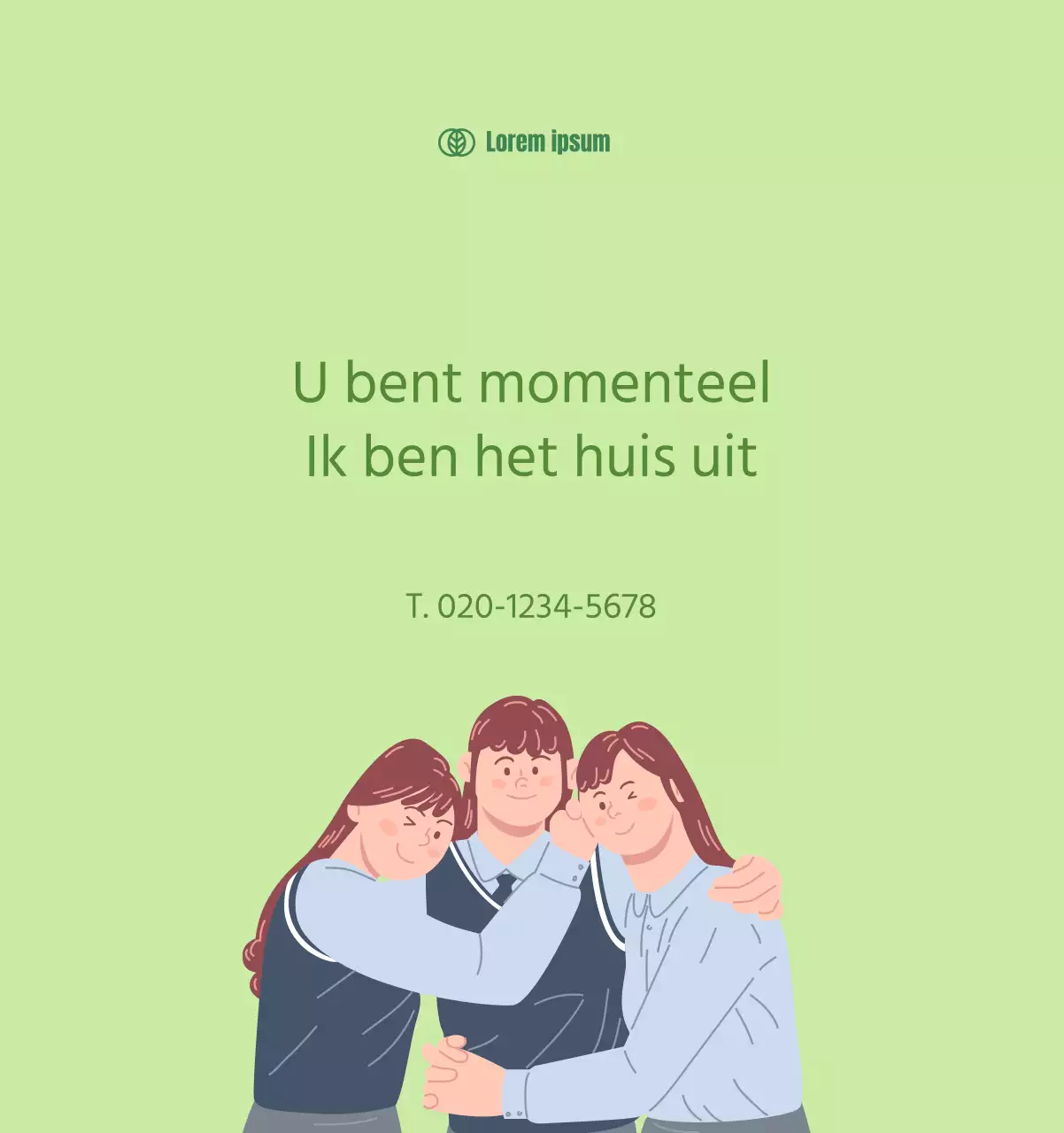 Kalender met jeugdillustraties op een gele en groene achtergrond