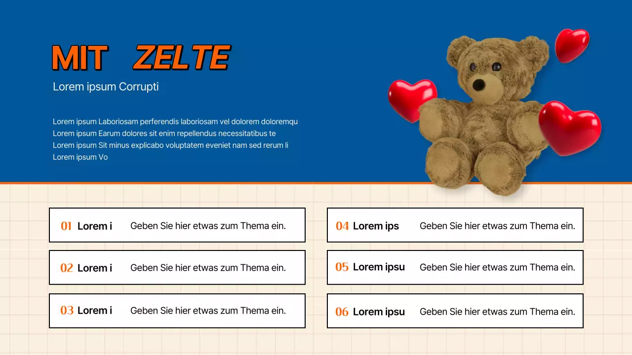 Kitschiger Verbrauchertrendbericht in Blau und Orange